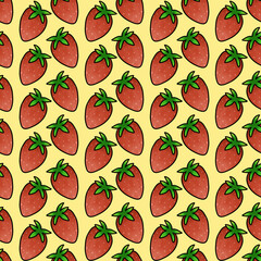 Strawberry Seamless Pattern. Hand Drawn Seamless Pattern	