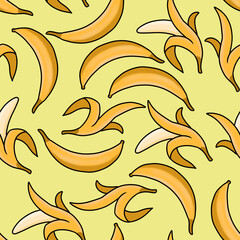 Fototapeta premium Banana Seamless Pattern. Hand Drawn Seamless Pattern 