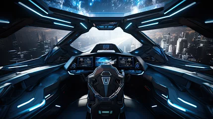 Fotobehang futuristic spaceship cockpit interior  © Sakura