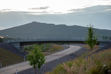 The E10 road and mount Luossavaara in Kiruna
