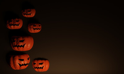 Halloween background. 3D illustration Spooky pumpkin, Halloween design