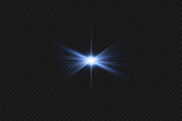 Fototapeta na wymiar Blue star, bright particles, burning blue lights, stars, lasers, blue flash.