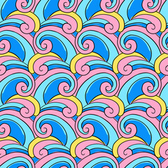 Hippie psychedelic Seamless Pattern. Hand Drawn Seamless Pattern	