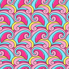 Hippie psychedelic Seamless Pattern. Hand Drawn Seamless Pattern	