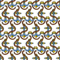 Old School Tattoo Seamless Pattern. Hand Drawn Seamless Pattern	
