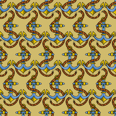 Old School Tattoo Seamless Pattern. Hand Drawn Seamless Pattern	
