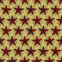 Old School Tattoo Seamless Pattern. Hand Drawn Seamless Pattern	
