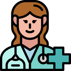 woman doctor filled outline icon