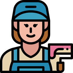 woman painter filled outline icon