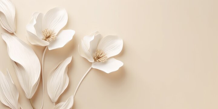 Beautiful abstract beige and white floral design background. beautiful Generative AI AIG32