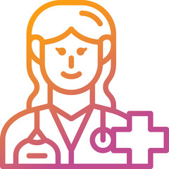 woman doctor gradient line icon