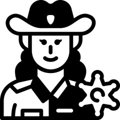 female sheriff solid line icon