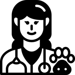 female veterinarian solid line icon