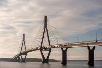 Fototapeta na wymiar Raippaluoto Bridge in a beautiful Finnish summer morning