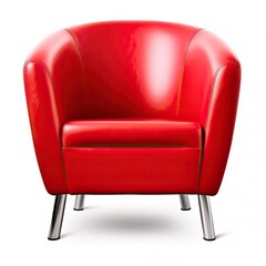 Modern red armchair isolated on white background