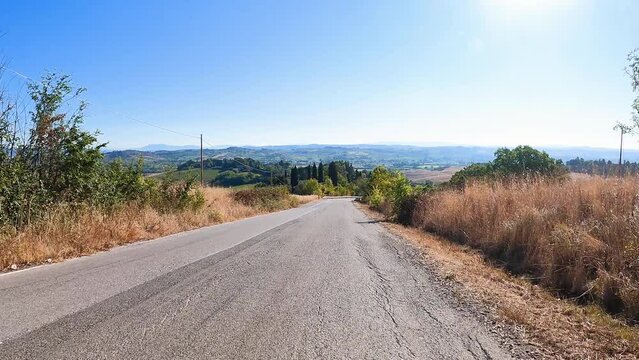 Via Elsa paved road next to San Miniato, province of Pisa, Tuscany, Italy