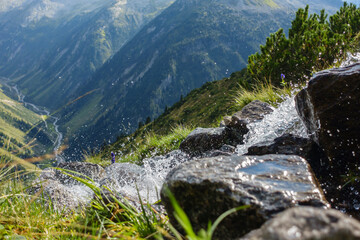 Quellwasser frisch sprudelnd und trinkfertig aus den Alpen 