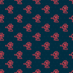 Red line 3D printer warning icon isolated seamless pattern on black background. 3d printing. Vector