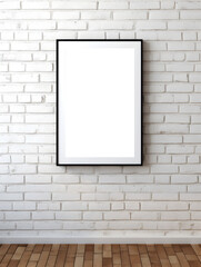 Modern frame on a white brick wall - for poster presentation sale