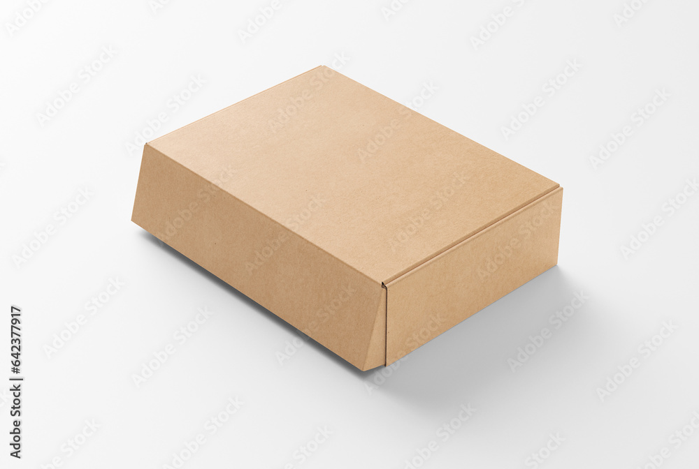 Wall mural mockups design, brown paper box cardboard box isolated on white background