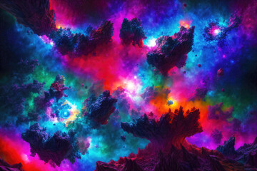 Obraz na płótnie Canvas Abstract background with nebulas stars and galactic, science fiction cosmic wallpaper. Generative Ai.