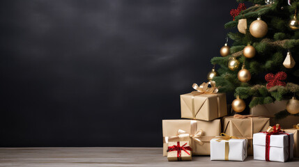 Christmas tree gift boxes template decoration copy space christmas postcard