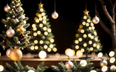 Enchanted Christmas Evening A Beautiful Defocused Background with Tree Lights ai generated.