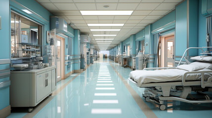 Obraz premium Medical concept. Hospital corridor with rooms.
