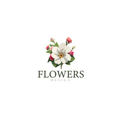 logotype with pastel watercolor wildflower