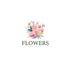logotype with watercolor wildflower