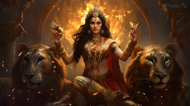 Hindu goddess Durga generated by Ai
