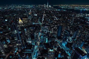 NYC night lights trail cityscape