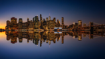 NYC night lights trail cityscape