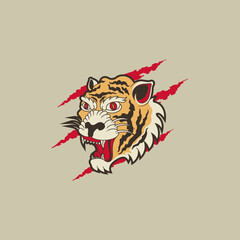 vintage style tiger head logo
