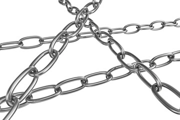 Strained chains from metal. Security and power concept. Isolated on transparent png