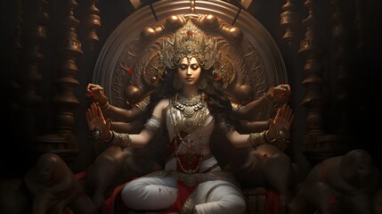 Fototapeta premium Hindu goddess Durga generated by Ai