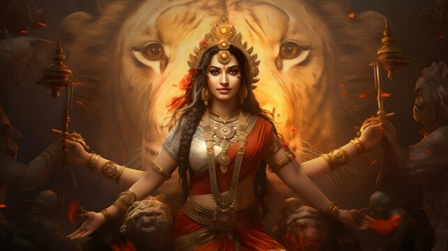Hindu goddess Durga generated by Ai