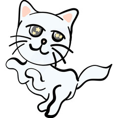 white cat cartoon