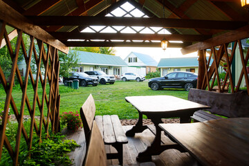 A gazebo for al fresco lunches and dinners in the motel's garden.