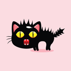 cute black cat posing scared