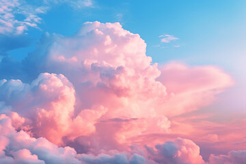 Dreamlike sky with pastel pink and blue clouds