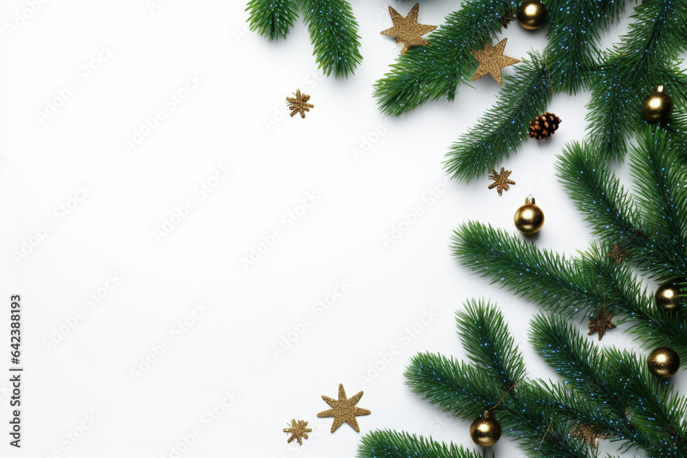 Poster christmas tree with white background top view sale banner generative ai technology.