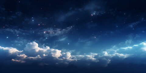 abstract winter sky, background, night sky background with stars and clouds, magnificent sky at sunset, generative Ai