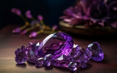 Obraz na płótnie Canvas Amethyst gemstone purple. Generate Ai