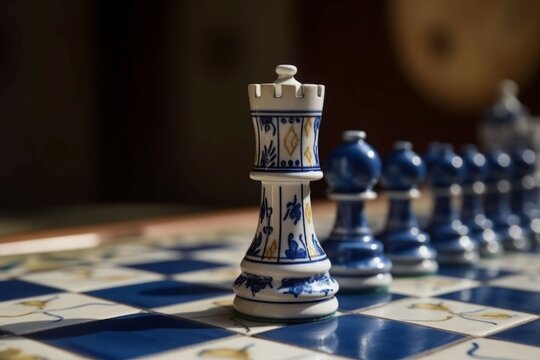 Chess azulejo. Generate Ai