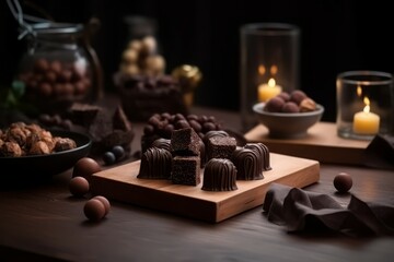 Chocolate candies plate. Generate Ai