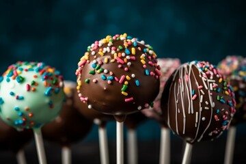 Fototapeta na wymiar Chocolate dessert lollipop. Generate Ai