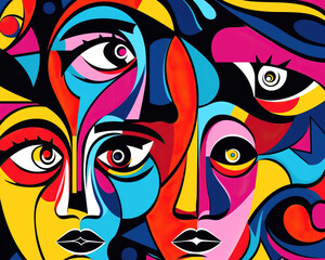 Fototapeta premium Abstract surreal art in cubism style.