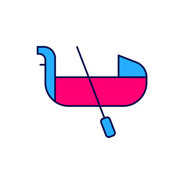 recommend clip art: Filled outline Gondola boat italy venice icon isolated on white background. Tourism rowing transport romantic. Vector
