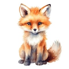 Obraz premium Cute little fox watercolor illustration